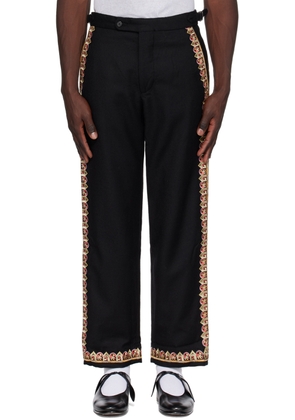 Bode Black Regal Scallop Trousers