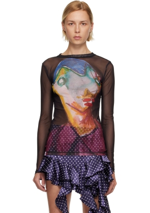 Charles Jeffrey LOVERBOY Black Powermesh Long Sleeve T-shirt