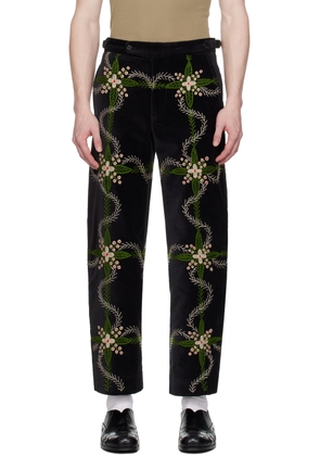 Bode Black Rosemallow Trousers