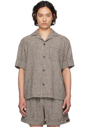 Bottega Veneta Brown & Off-White Knotted Viscose Check Shirt