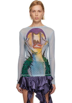 Charles Jeffrey LOVERBOY Blue Powermesh Long Sleeve T-shirt