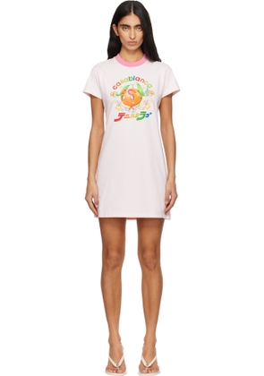 Casablanca Pink Orange Mascot Printed T-shirt Minidress