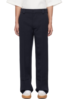Bottega Veneta Navy Wool Grain De Poudre Trousers