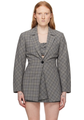 GANNI Gray Check Blazer