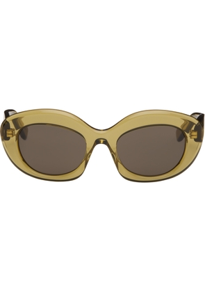LOEWE Khaki Curvy Logo Cat-Eye Sunglasses