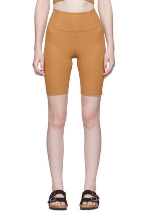 Girlfriend Collective Tan Rib High-Rise Run Shorts