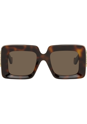 LOEWE Brown Beveled Square Maxi Anagram Sunglasses