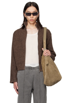 OUR LEGACY Brown Shrunken Fullzip Sweatshirt