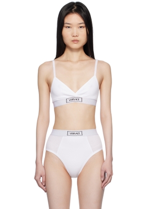 Versace Underwear White 90s Vintage Logo Ribbed Bralette