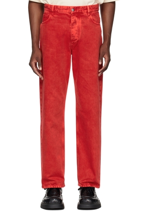 Bottega Veneta Red Wash Wide Leg Jeans