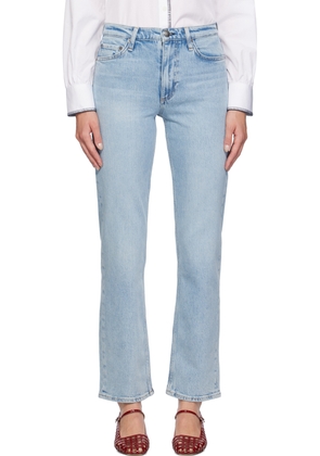 rag & bone Blue Harlow Full Length Straight Jeans