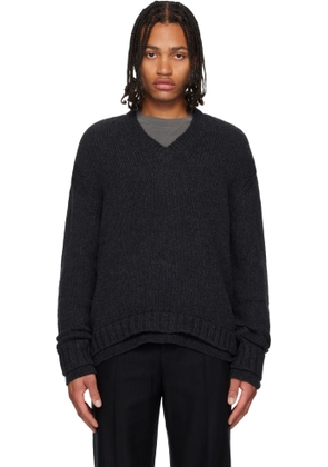 OUR LEGACY Gray False V-Neck Sweater