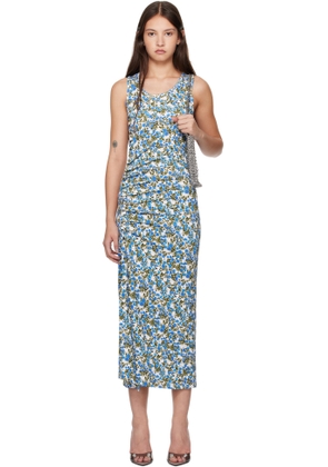Rabanne Blue Flower Print Midi Dress