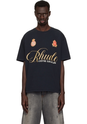 Rhude Black 'Rhude' Script Crest T-shirt