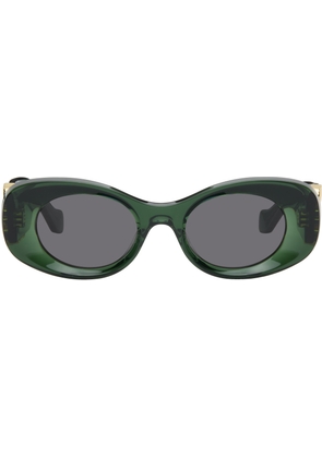 LOEWE Green Beveled Oval Maxi Anagram Sunglasses