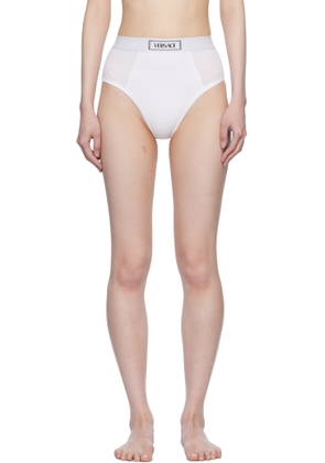 Versace Underwear White 90s Vintage Logo Ribbed Briefs
