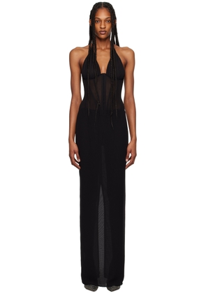 Mônot Black Paneled Maxi Dress