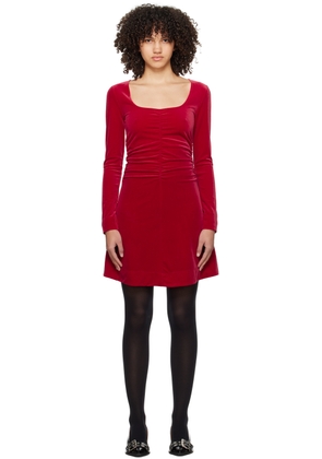GANNI Red Ruched Minidress