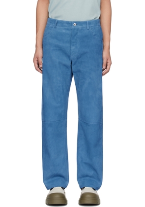 Bottega Veneta Blue Embossed Corduroy Suede Trousers