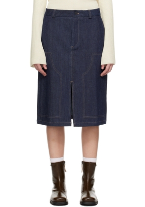 Soulland Navy Deen Denim Midi Skirt