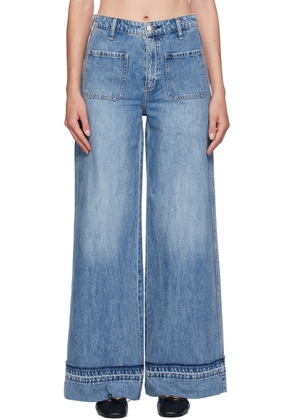 rag & bone Blue Marina Wide-Leg Jeans