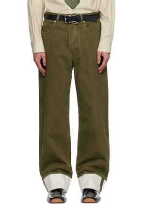 Bottega Veneta Khaki Colored Turned Up Jeans