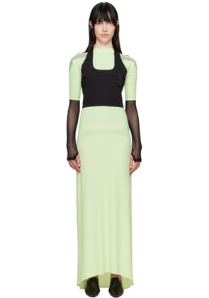 JOHANNA PARV Green Lycra Silicone Dots Maxi Dress