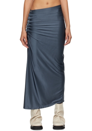Rabanne Gray Drapé Pression Midi Skirt