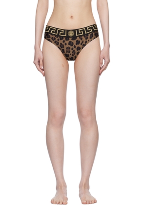 Versace Underwear Brown Greca Border Bikini Bottom