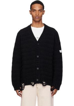 MM6 Maison Margiela Black Rib-Knit Cardigan