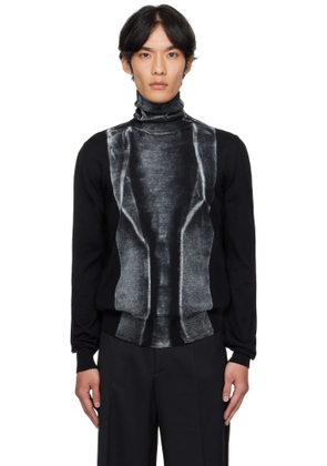 MM6 Maison Margiela Black Folded Printed 14 Gauge Sweater