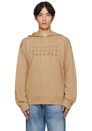 MM6 Maison Margiela Tan Cotton Numeric Hoodie