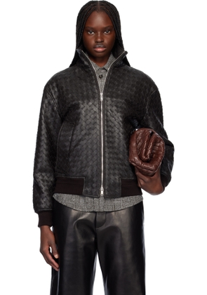 Bottega Veneta Brown Intrecciato Leather Jacket