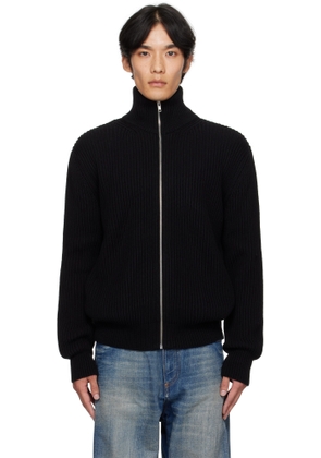 MM6 Maison Margiela Black Ribbed Knit Sports Jacket