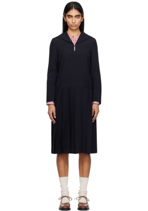 Comme des Garçons Girl Navy Tropical Wool Sailor Midi Dress