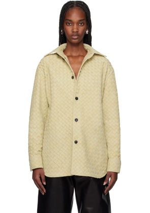 Bottega Veneta Beige Intrecciato Relaxed Leather Shirt