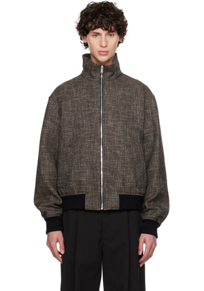 Bottega Veneta Black & Brown Houndstooth Bomber Jacket