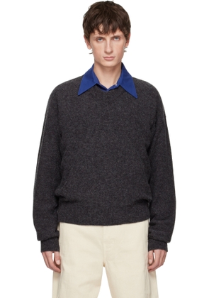 LEMAIRE Black Boxy V Neck Sweater