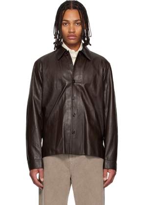 OUR LEGACY Brown Welding Leather Overshirt