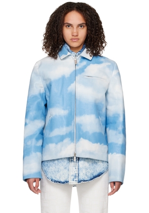 VTMNTS White & Blue Sky Puzzle Leather Jacket