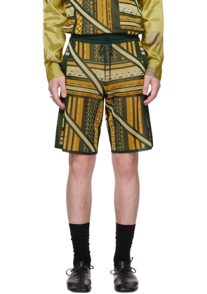 Ahluwalia Green & Yellow Kalonji Shorts