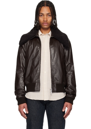 OUR LEGACY Brown Pharos Leather Bomber Jacket