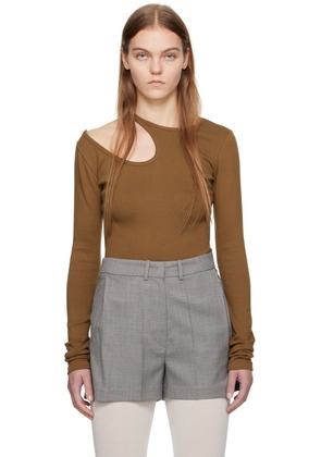 LOW CLASSIC Brown Curve Hole Long Sleeve T-Shirt