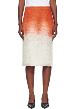 Bottega Veneta Orange & White Over Dye Knit Midi Skirt