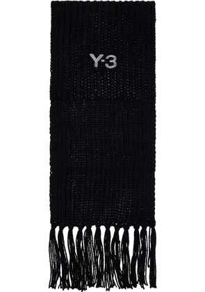 Y-3 Black Oversized Chunky Knit Scarf