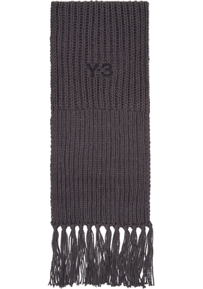 Y-3 Gray Oversized Chunky Knit Scarf