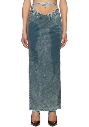 Masha Popova Blue V Cut Maxi Skirt