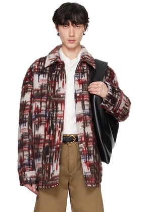 Bottega Veneta White & Red Alpaca Check Overshirt