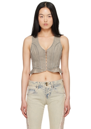 GUESS USA Gray Peplum Denim Vest
