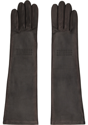 MM6 Maison Margiela Brown Agnelle Edition Mid-Length Leather Gloves